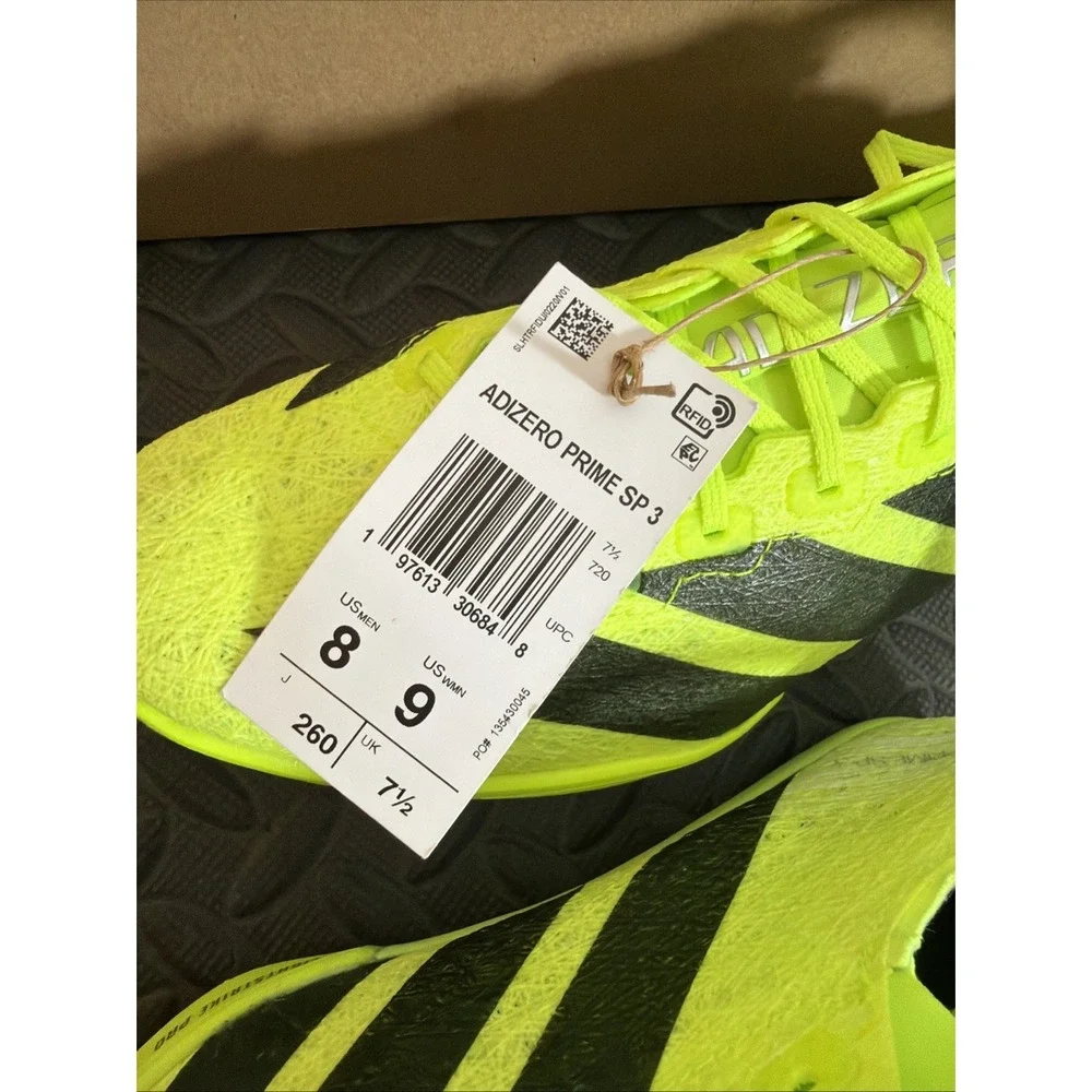 Adidas Adizero Prime SP 3 Strung Spikes Men Size 8 / Women Size 9 Lucid Green